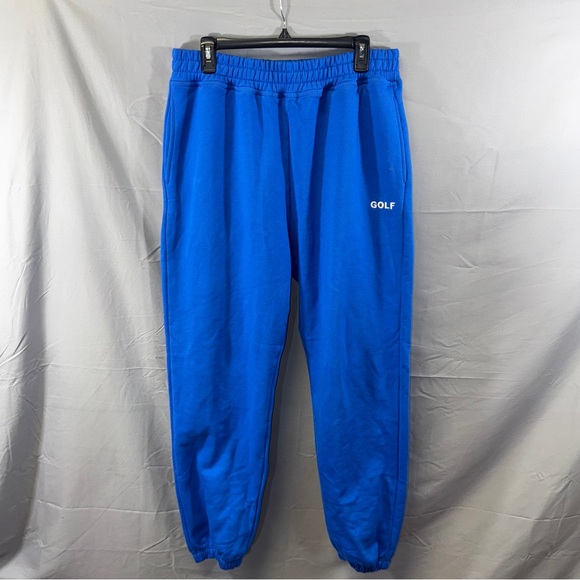 Golf Wang Sweatpants Mens Large Blue Fleece Joggers Embroidered Logo Drawstring - Picture 1 of 7